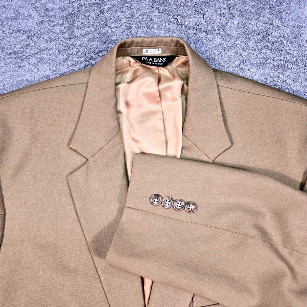 Jos. A. Bank Blazer Mens 42 Regular Tan Excellent 100% Wool Signature Collection